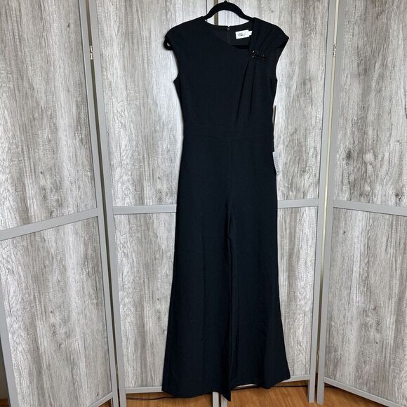 NWT Eliza J Jumpsuit Black Color Sleeveless Wide Leg Pockets Size 2 - Picture 1 of 9